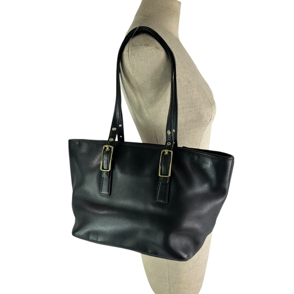Genuine COACH Black Leather Legacy Hamptons West Market Tote Bag - Picture 2 of 16